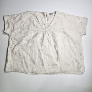 Madewell Double Gauze V-Neck Top - Antique White - Size Large